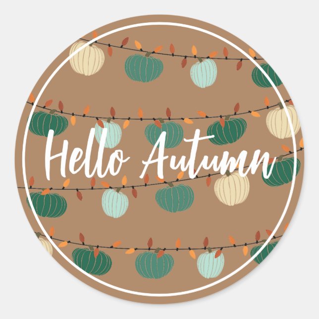 Pegatina Redonda Calabazas y luces (Anverso)