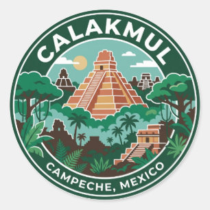 Pegatina Redonda Calakmul México