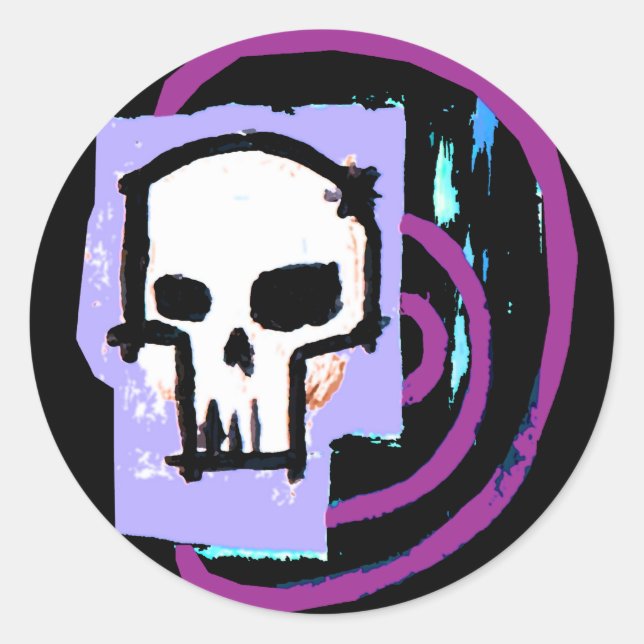 Pegatina Redonda Calavera 12 (Anverso)