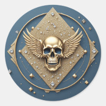 ☠️ Calavera Alada Dorada Regalo Gótico Para Motoci