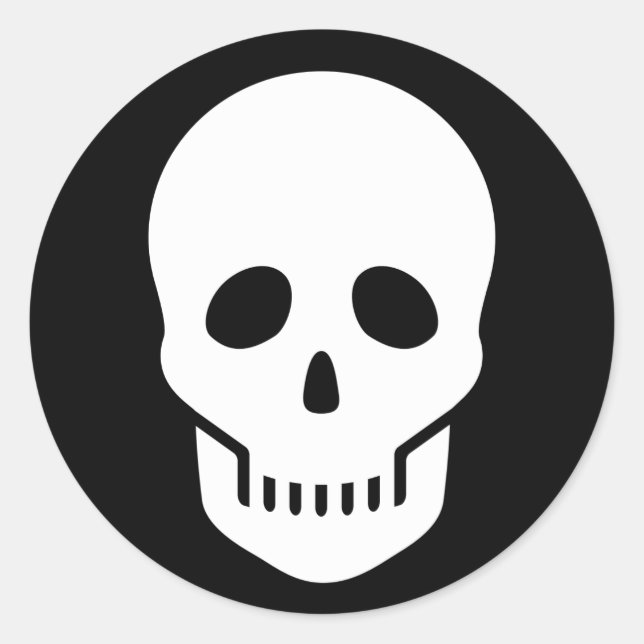 Pegatina Redonda ☠ calavera blanca (Anverso)