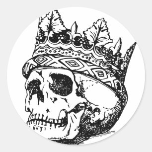 Pegatina Redonda Calavera Con Corona, Rey, Hamlet