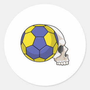 Pegatina Redonda Calavera con deportes de balonmano