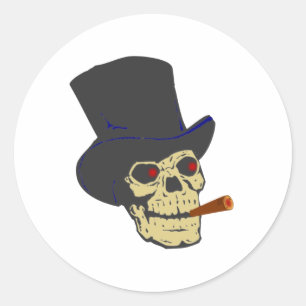 Pegatina Redonda Calavera cráneo cigarro skull cigar