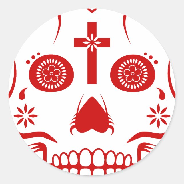 Pegatina Redonda calavera de azúcar: 2 (Anverso)