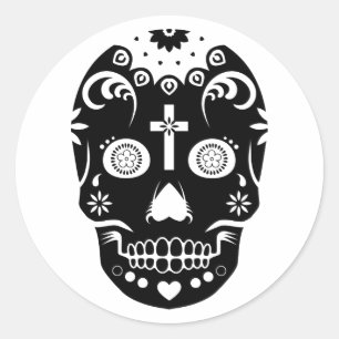 Pegatina Redonda calavera de azúcar: 2