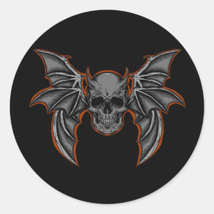 Pegatina Redonda Calavera de azúcar floral de Halloween