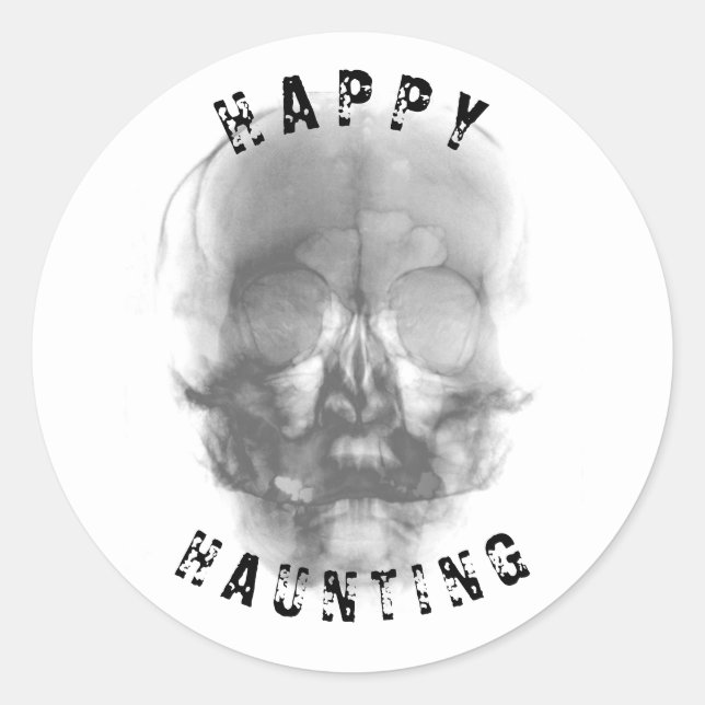 Pegatina Redonda Calavera de Cara de Fantasma Fiesta de Halloween E (Anverso)