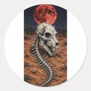 Pegatina Redonda Calavera de Chupacabra — Noche del Desierto