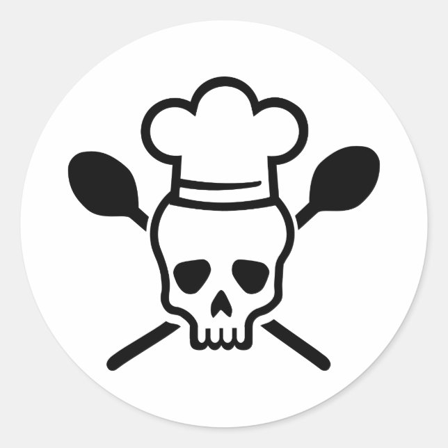 Pegatina Redonda Calavera de cocinero cocinero (Anverso)