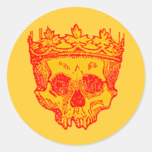 Pegatina Redonda Calavera de cosecha vintage