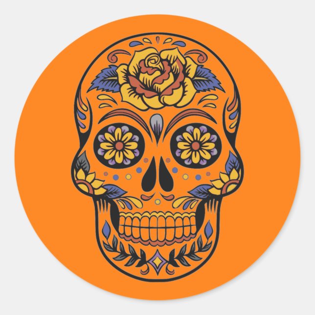 Pegatina Redonda Calavera de Halloween (Anverso)