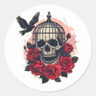 Pegatina Redonda Calavera de Halloween