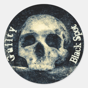 Pegatina Redonda Calavera de Halloween Mancha Negra Culpable