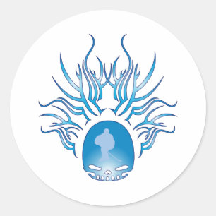 Pegatina Redonda Calavera de hockey