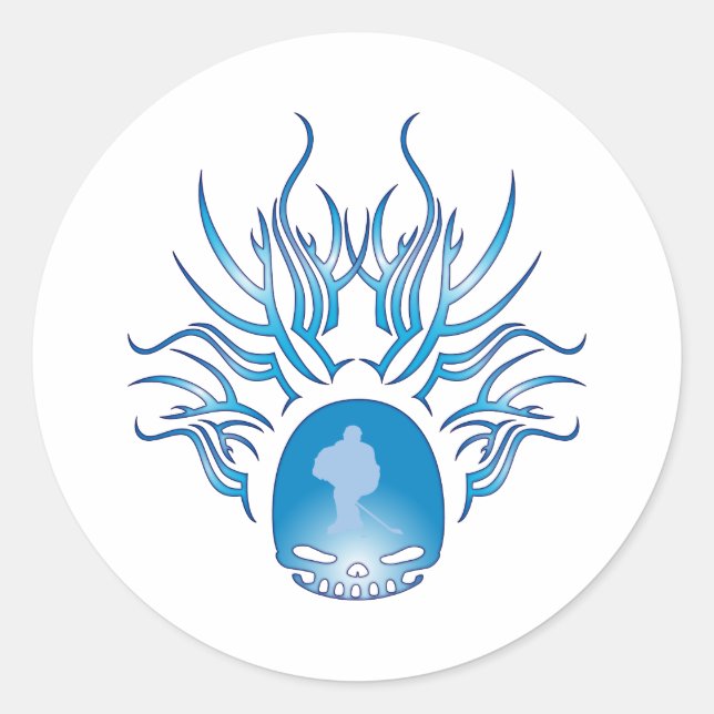 Pegatina Redonda Calavera de hockey (Anverso)