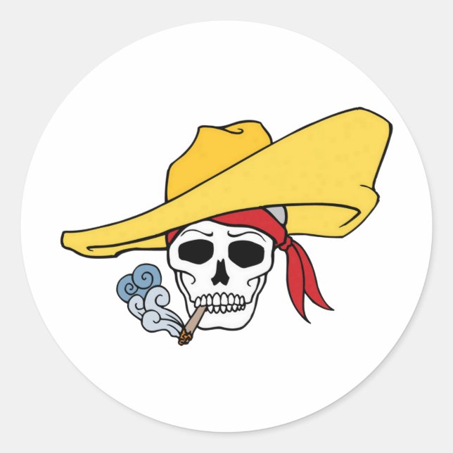 Pegatina Redonda Calavera de humo de Halloween con Personalizado de (Anverso)