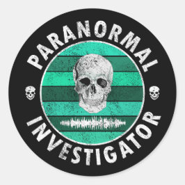Pegatina Redonda Calavera de investigador paranormal