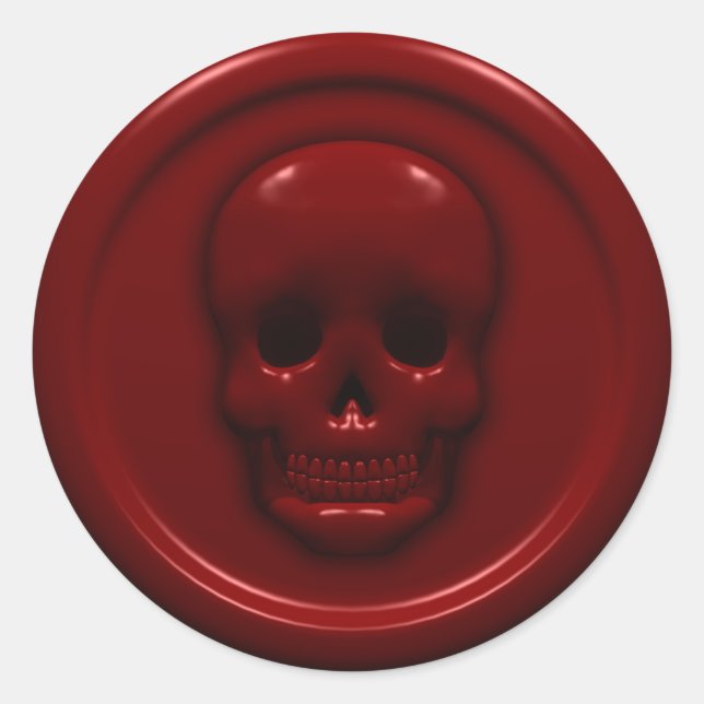 Pegatina Redonda Calavera de sangre (Anverso)