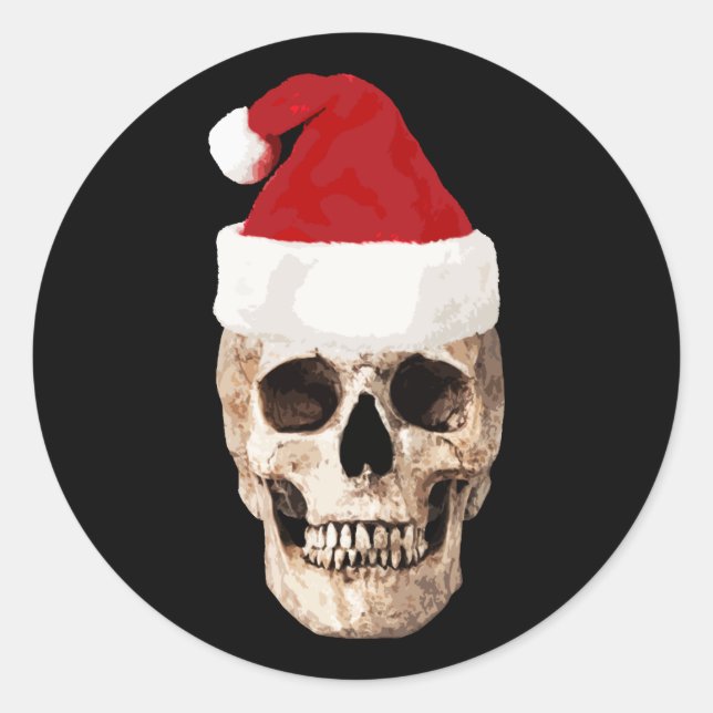 Pegatina Redonda Calavera de Santa Claus - Navidades muertos (Anverso)