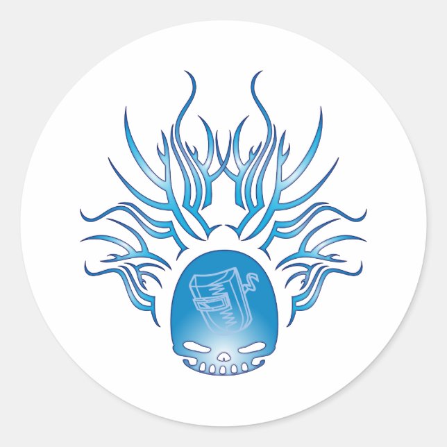 Pegatina Redonda Calavera de soldadura (Anverso)
