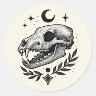 Pegatina Redonda Calavera de tilacino - Diseño inspirado en el tatu