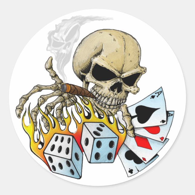 Pegatina Redonda Calavera del juego (Anverso)