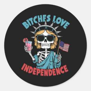 Pegatina Redonda Calavera Esqueleto Es Amor Independencia Divertido