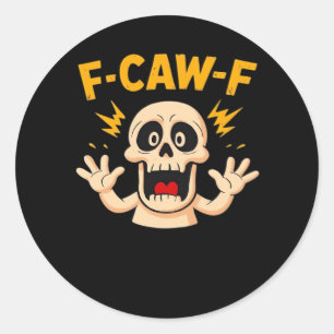 Pegatina Redonda Calavera F-Caw-F de Halloween