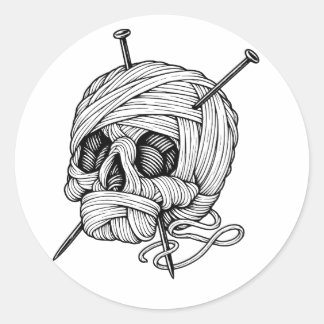 Pegatina Redonda Calavera genial con gafas de sol y gorra hacia atr