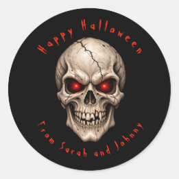 Pegatina Redonda Calavera gótica personalizada Feliz Halloween