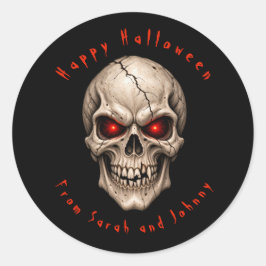 Pegatina Redonda Calavera gótica personalizada Feliz Halloween