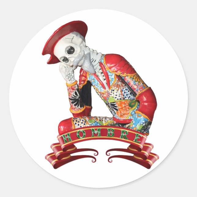 Pegatina Redonda Calavera hombre (Anverso)