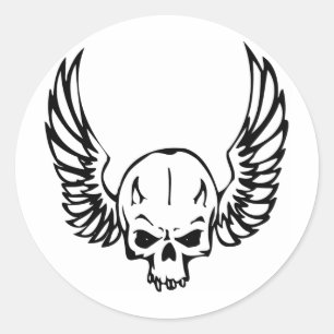 Pegatina Redonda Calavera humana