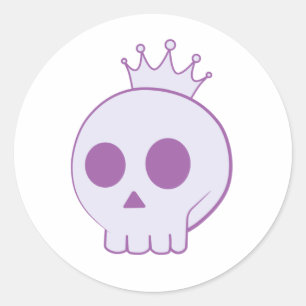 Pegatina Redonda Calavera personalizado con diseño de corona