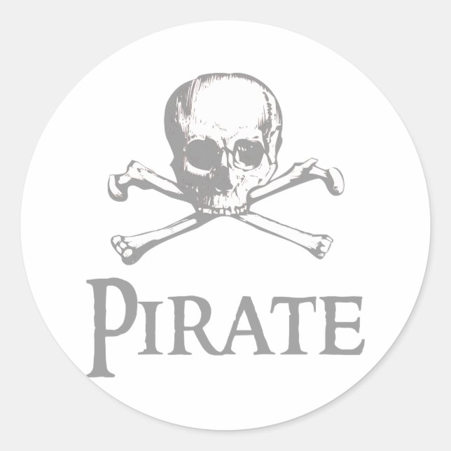 Pegatina Redonda Calavera pirata y encrucijada (Anverso)