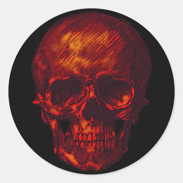 Pegatina Redonda Calavera roja (Anverso)