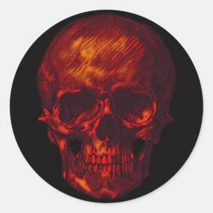 Pegatina Redonda Calavera roja