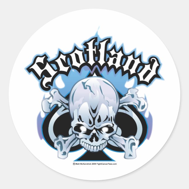 Pegatina Redonda Calavera y hielo de Escocia (Anverso)