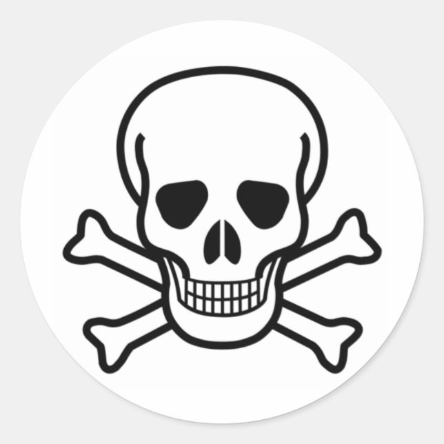 Pegatina Redonda Calavera y huesos (Anverso)