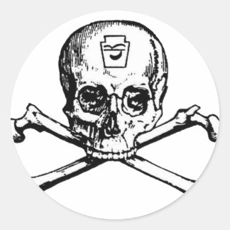 Pegatina Redonda Calavera y huesos - Sociedad secreta