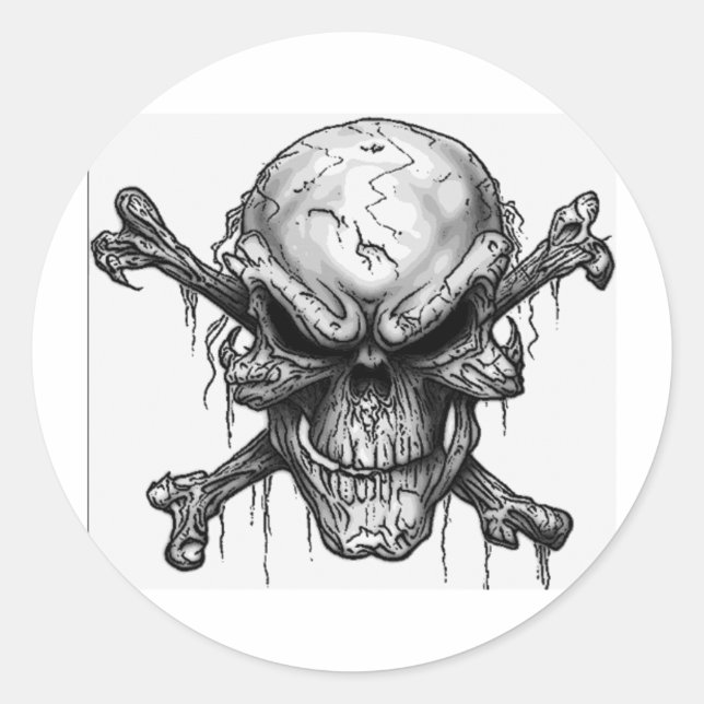 Pegatina Redonda calaveras (Anverso)