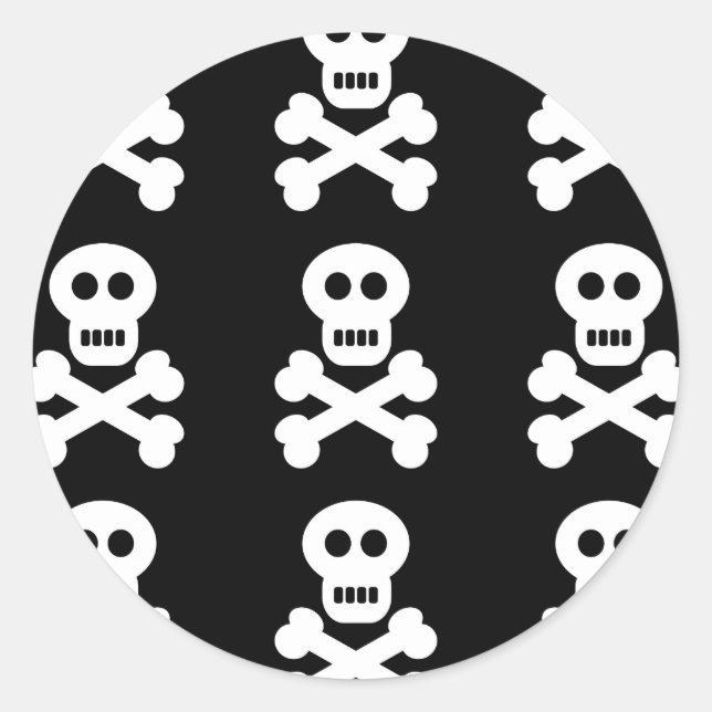 Pegatina Redonda Calaveras blancas (Anverso)