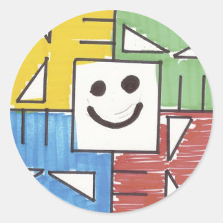 Pegatina Redonda Calaveras cuadradas