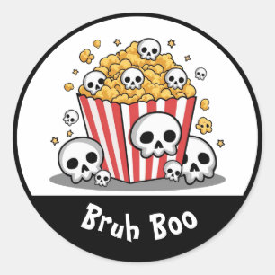 Pegatina Redonda Calaveras de palomitas de maíz finas Personalizado