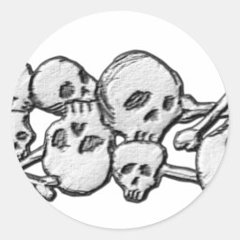 Pegatina Redonda Calaveras y huesos cruzados