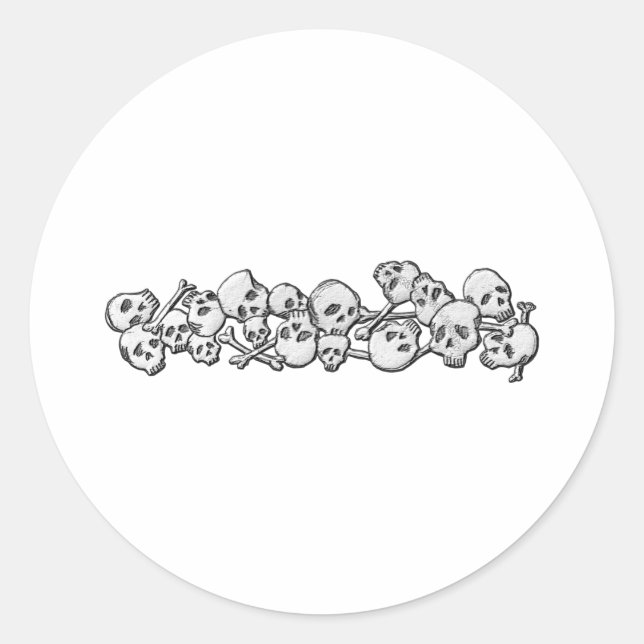 Pegatina Redonda Calaveras y huesos cruzados (Anverso)