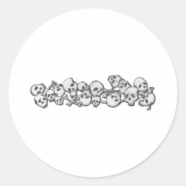 Pegatina Redonda Calaveras y huesos cruzados