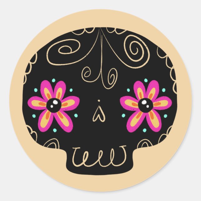 Pegatina Redonda Calaverita Día de los Muertos (Anverso)
