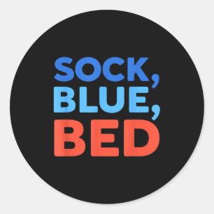 Pegatina Redonda Calcetín Cama Azul Meme Divertido